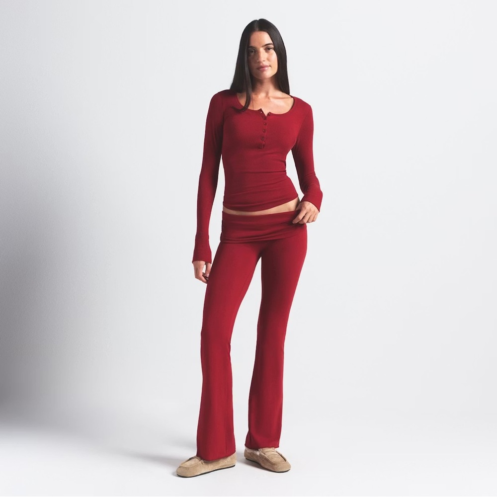 SKIMS Cotton Jersey Foldover Pants